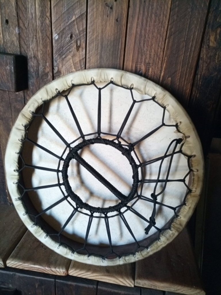Tambour chaman rond bison 40 cm dos