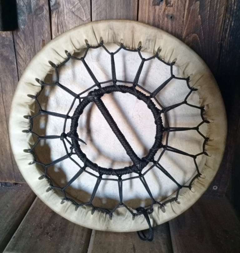 Tambour chaman rond ours 35 cm dos